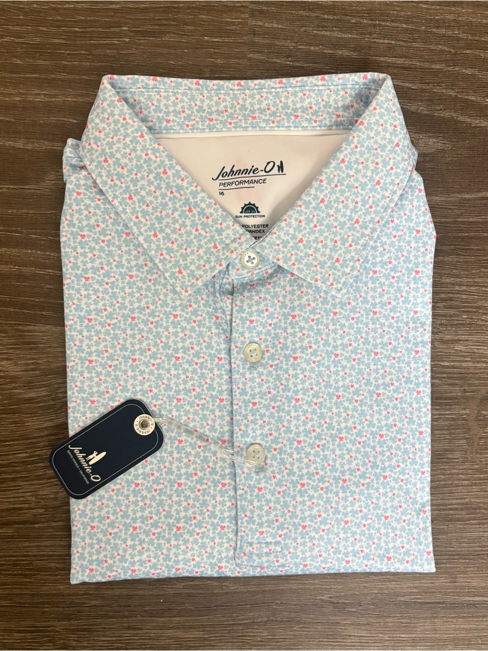 Johnnie-O Four Leaf Performance Polo Shirt - Size 16 NEW!